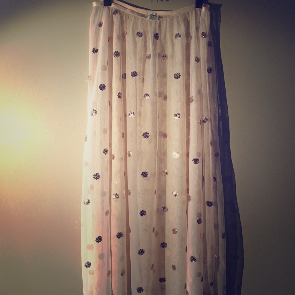 Free People Sheer Pink and Sequin Skirt Size M